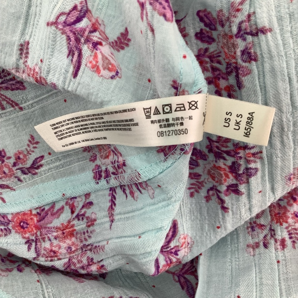 Free People Blue Pink Angela Floral Print Lace Bodysuit Off Shoulder Small - Picture 5 of 15